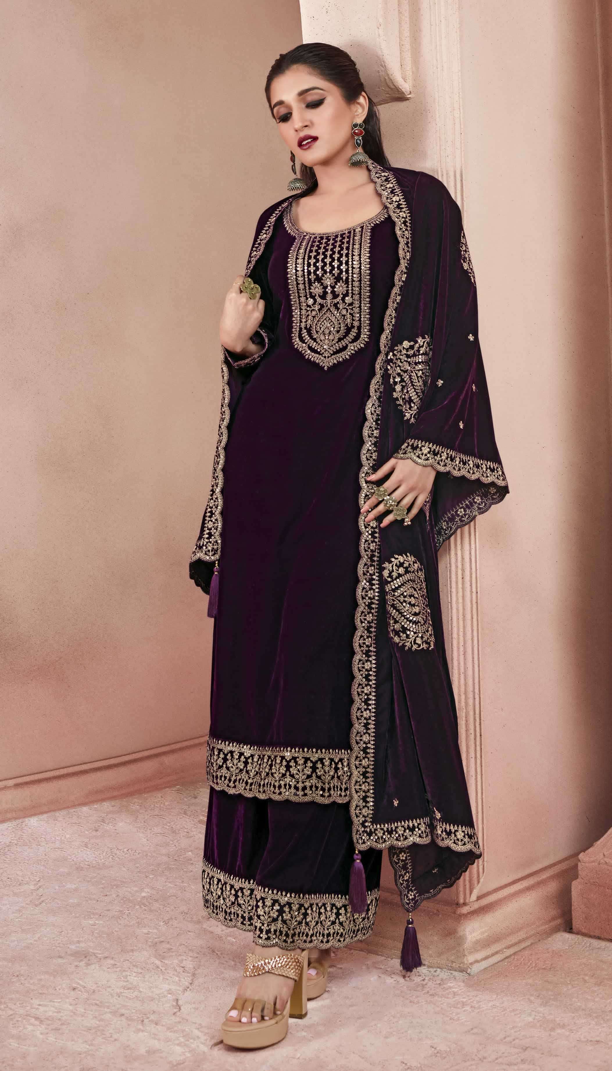 Velvet Designer Unstitched Suits in Abdu Rahiman Nagar