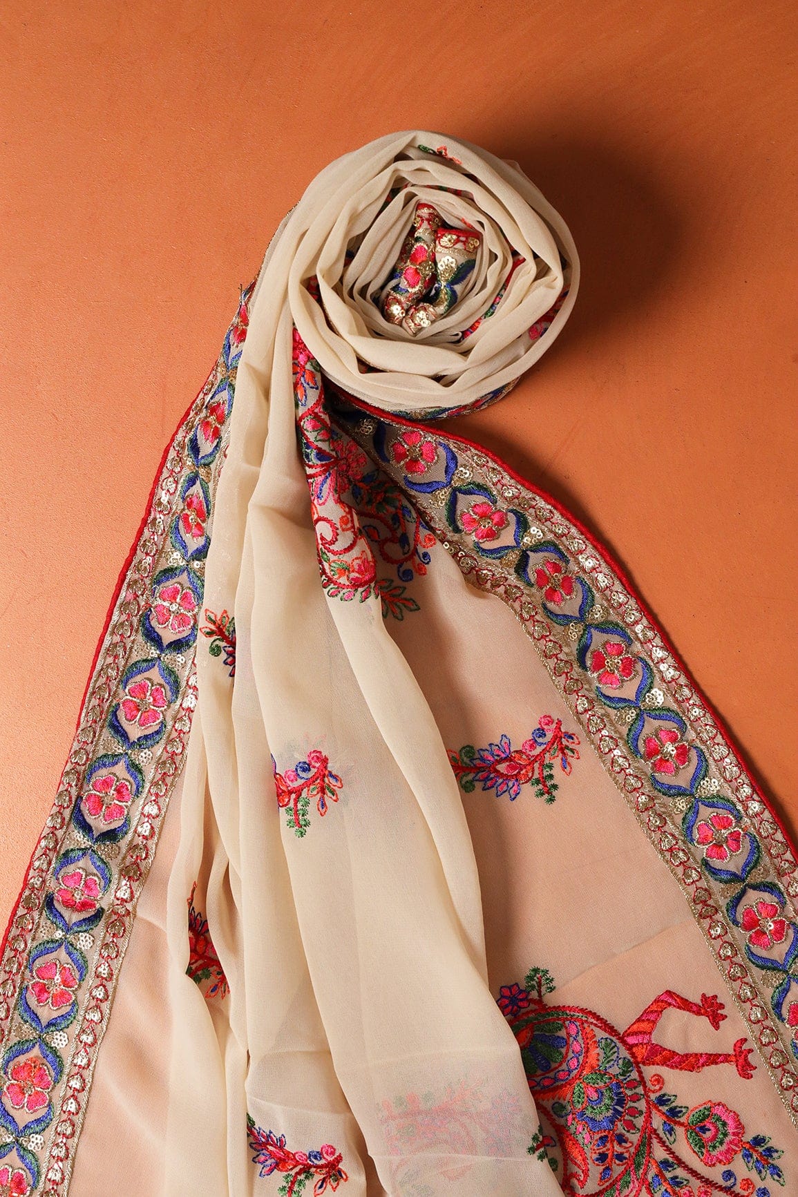 Embroidered Georgette Dupatta in Abdu Rahiman Nagar