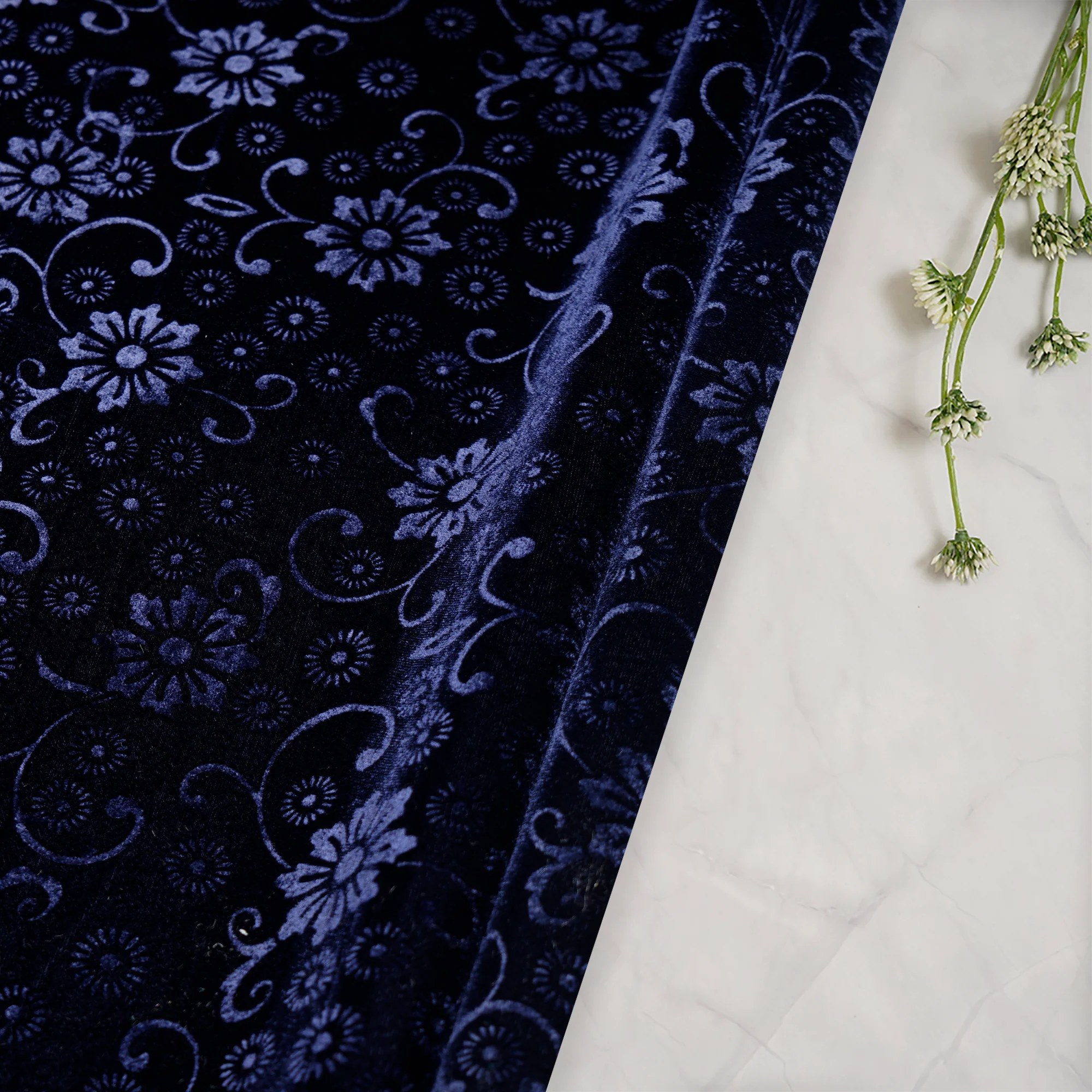 Designer Printed Velvet Fabric in Abdu Rahiman Nagar