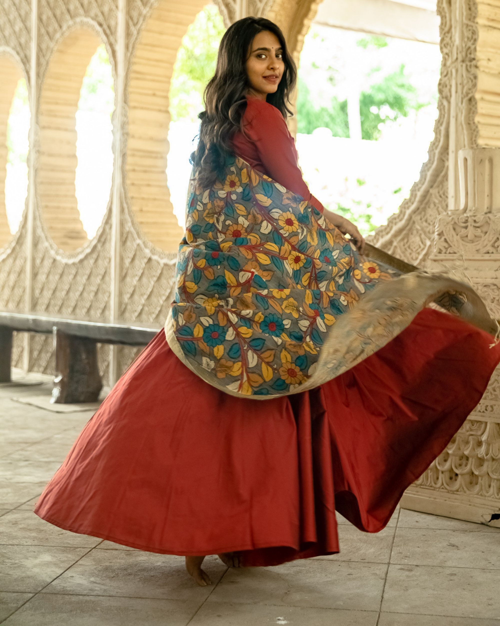 Hand-Painted Kalamkari Dupatta in Surat