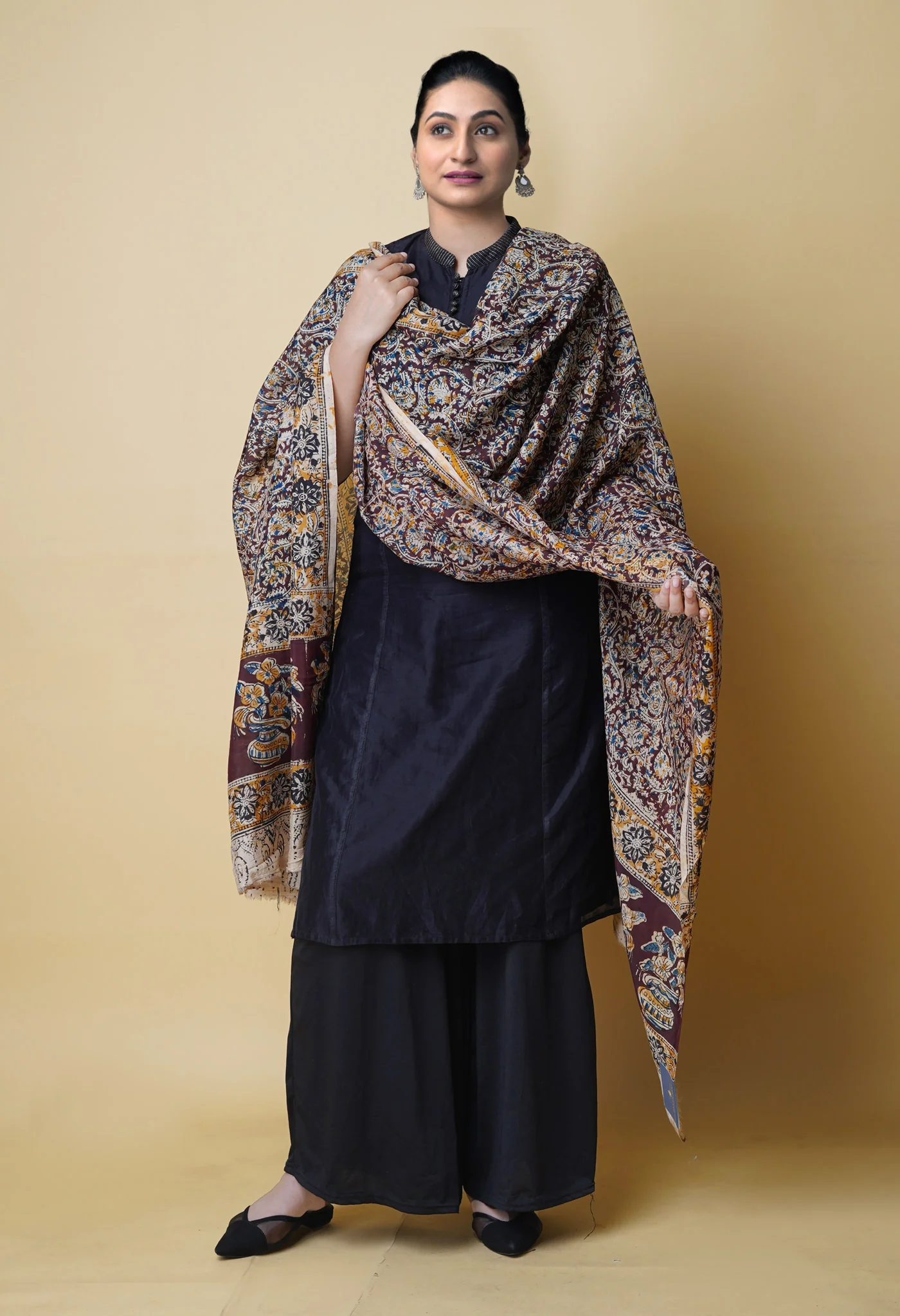 Block-Printed Kalamkari Dupatta in Surat