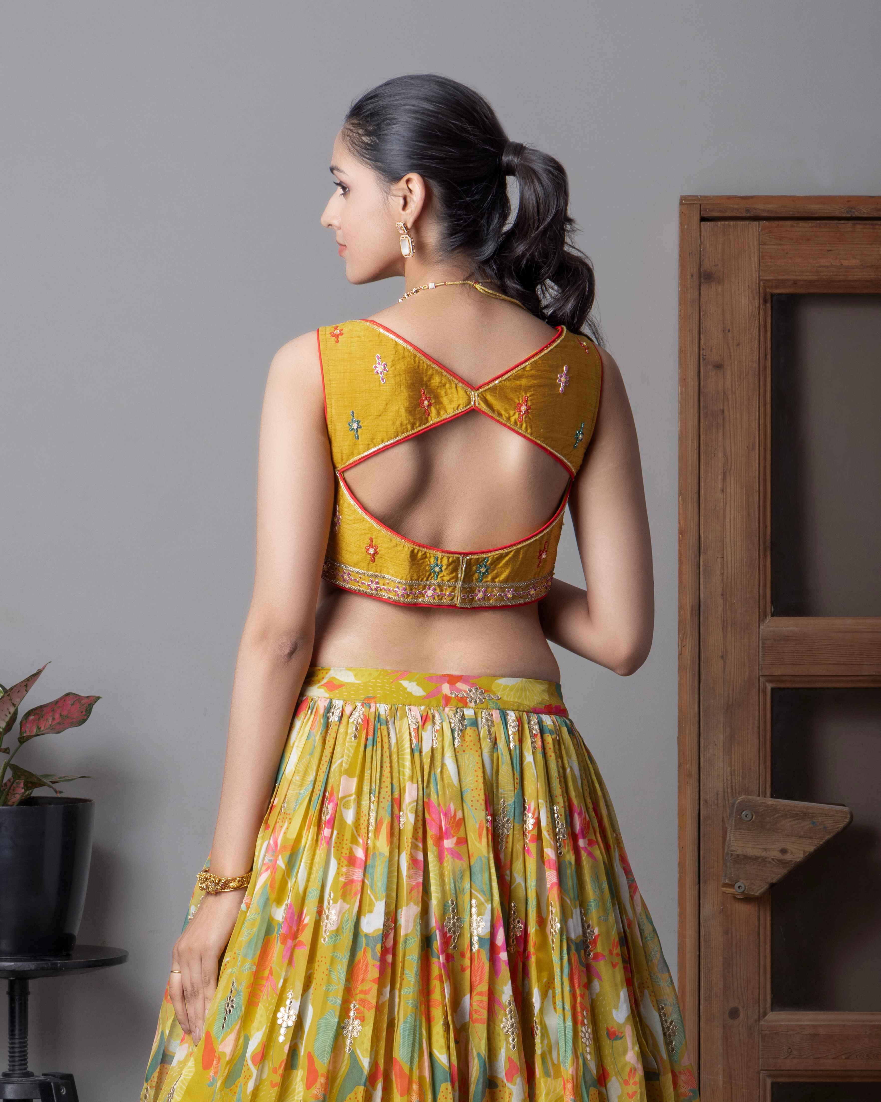Designer Mehdendi Lehenga Choli with Dupian Silk Blouse