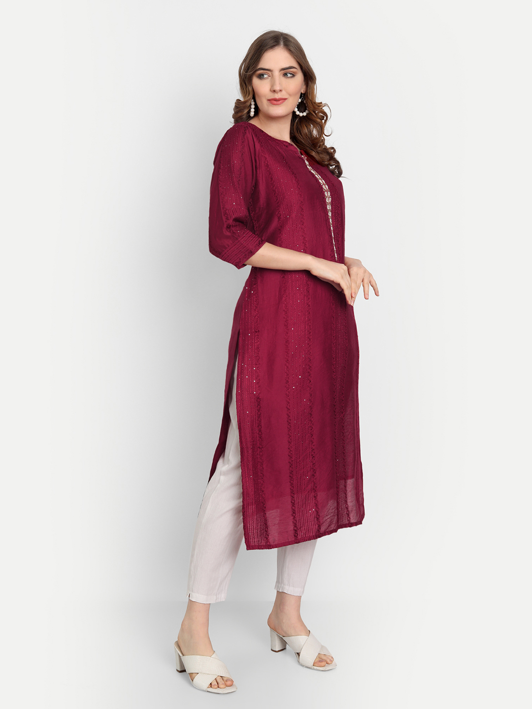 Rastogi Lavender Roman Silk Kurta Fabric
