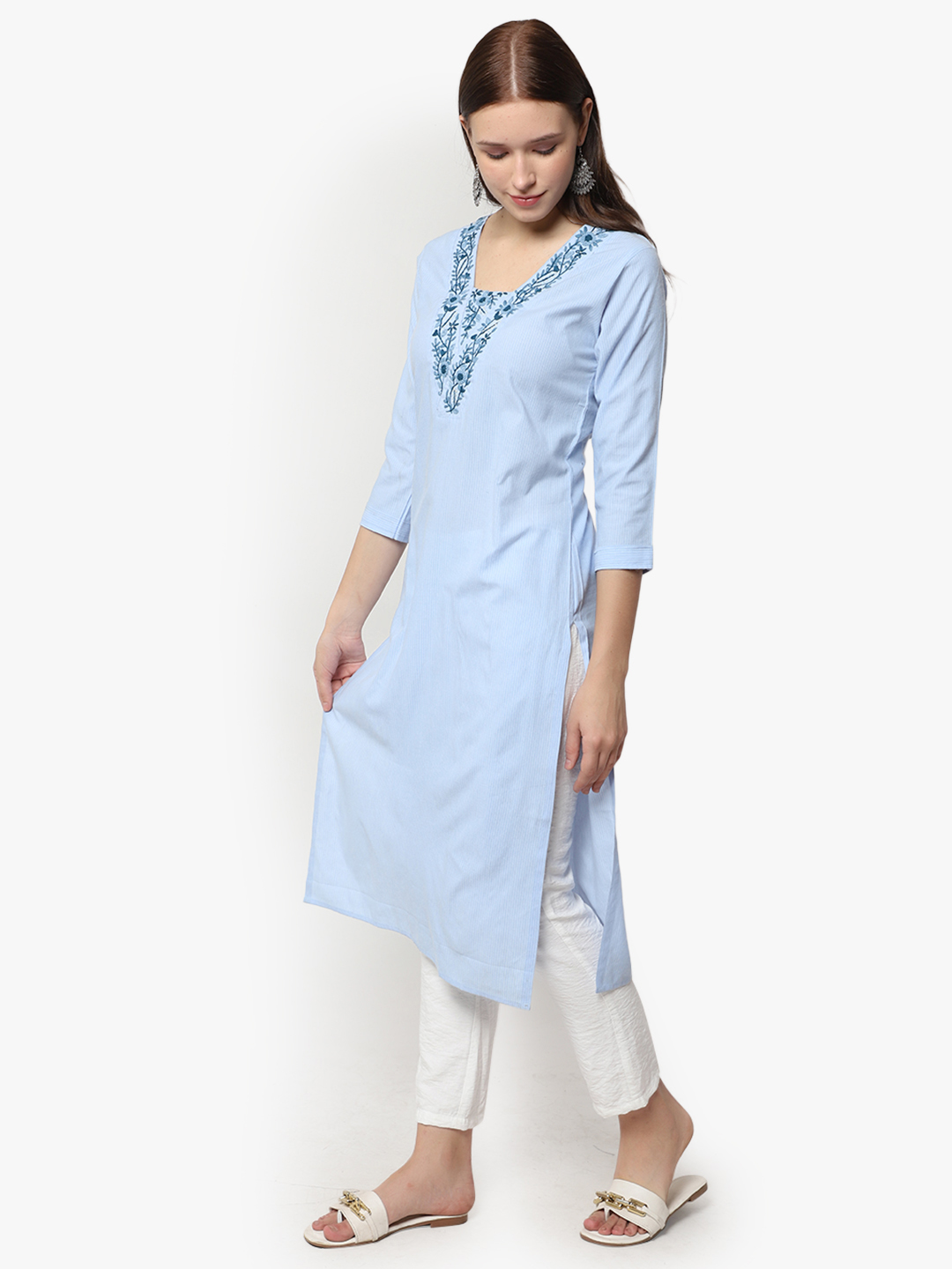 Vaidehi Lavender Roman Silk Kurta Fabric