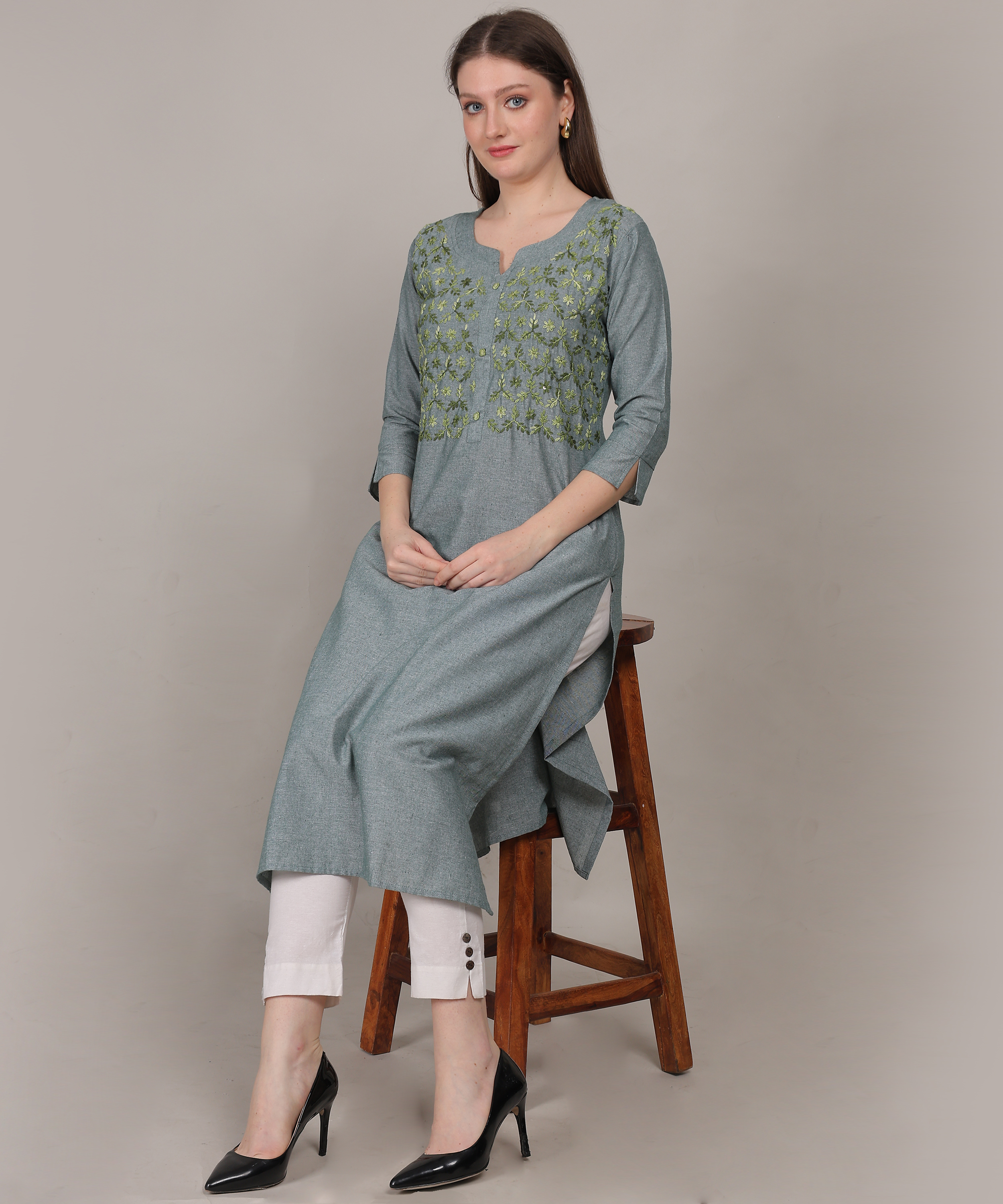 Siya Timeless Embroidery Straight Kurti