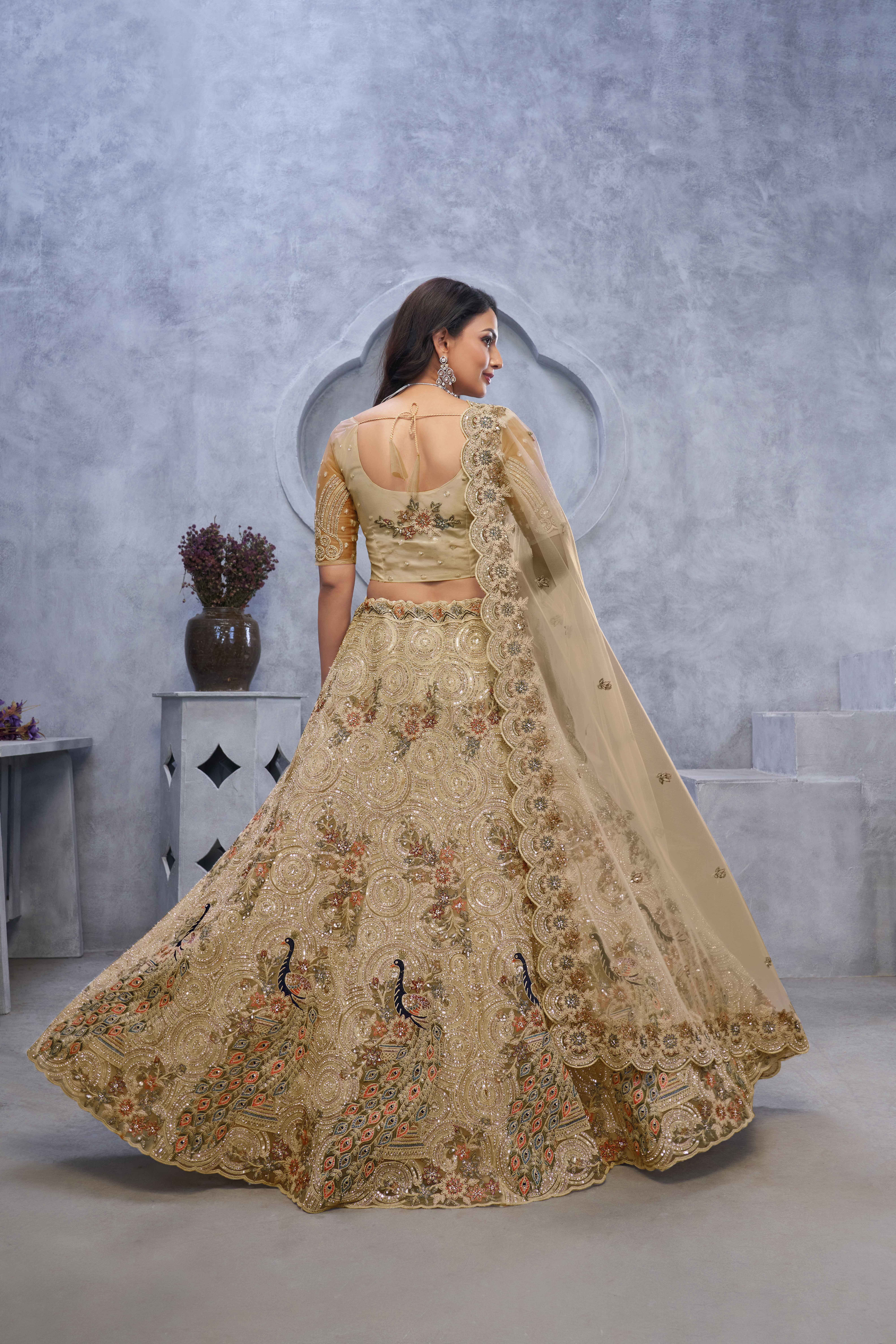 Banarasi Silk Dupatta Soft Net Regalia Regal Zari Work Gazal Lehenga