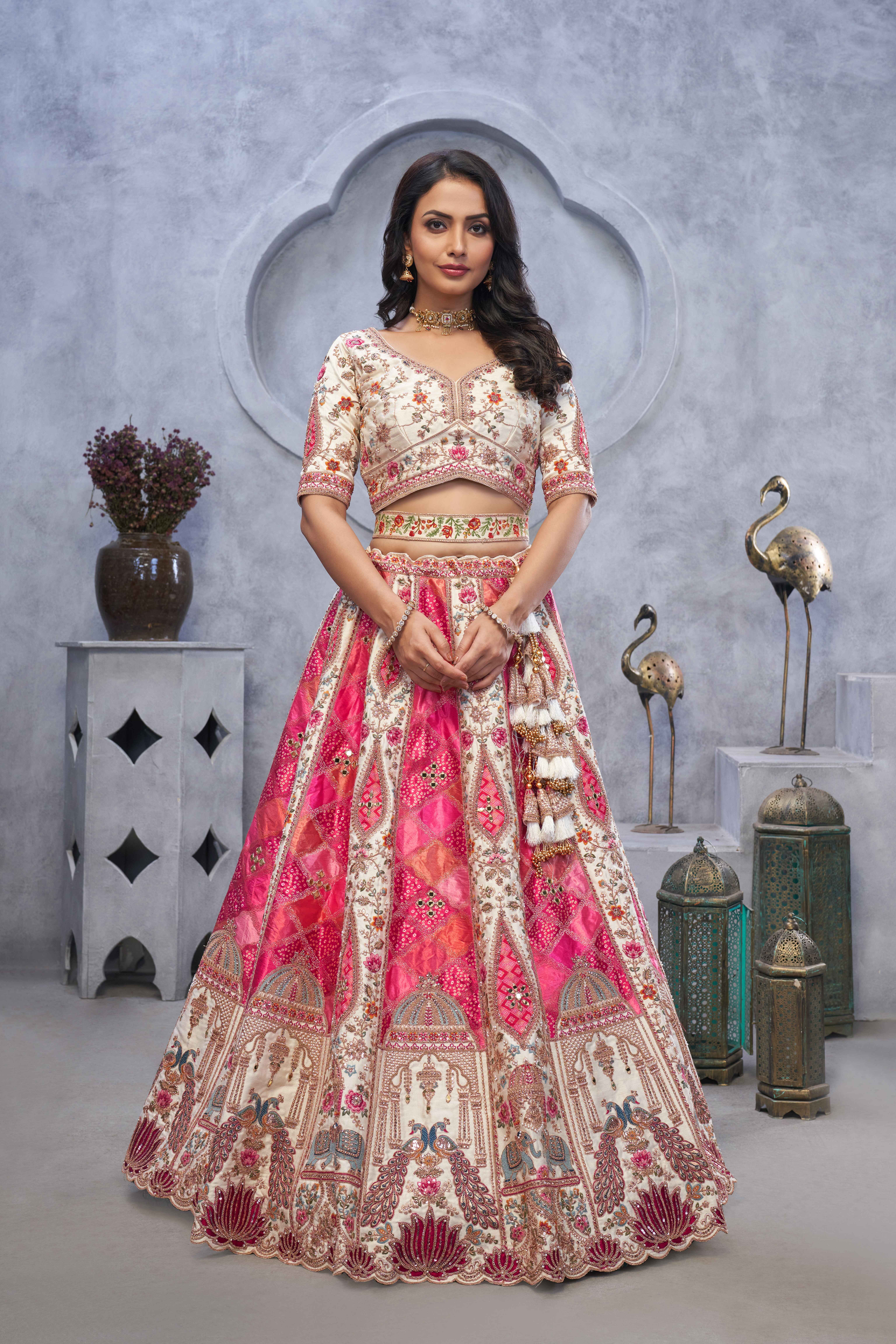 Banarasi Silk Dupatta Soft Net Regalia Regal Zari Work Gazal Lehenga