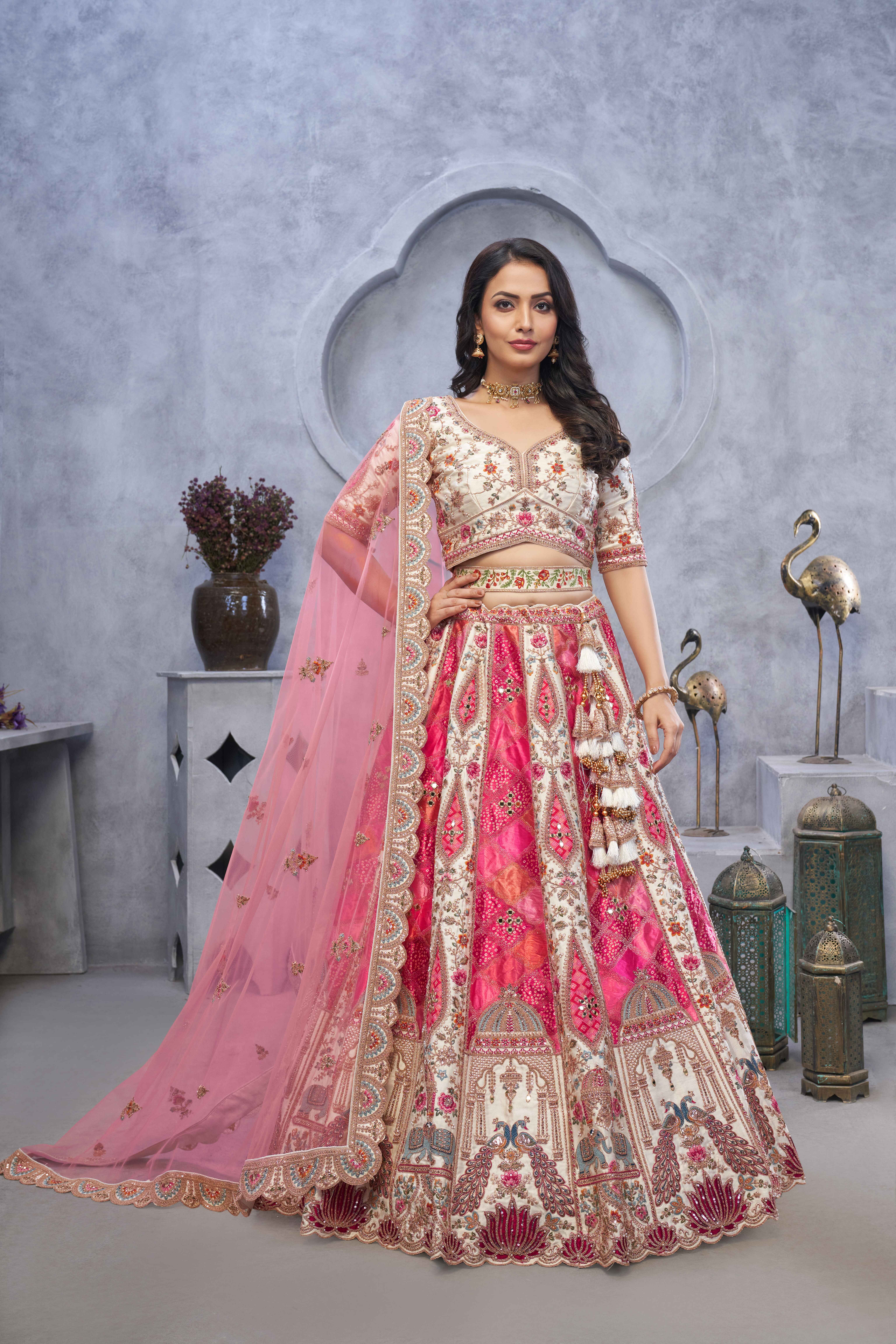 Banarasi Silk Dupatta Soft Net Regalia Regal Zari Work Gazal Lehenga