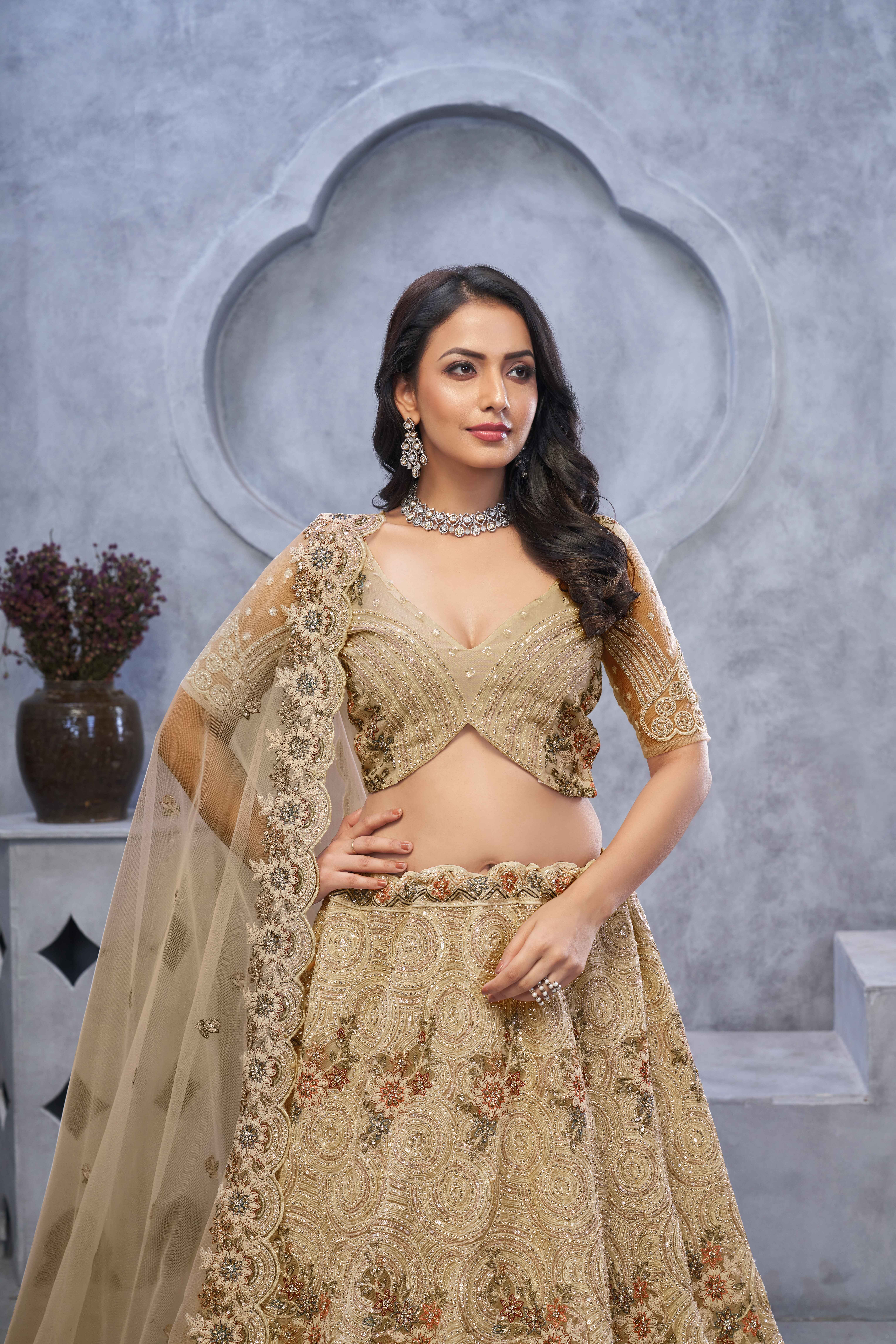 Banarasi Silk Dupatta Soft Net Regalia Regal Zari Work Gazal Lehenga