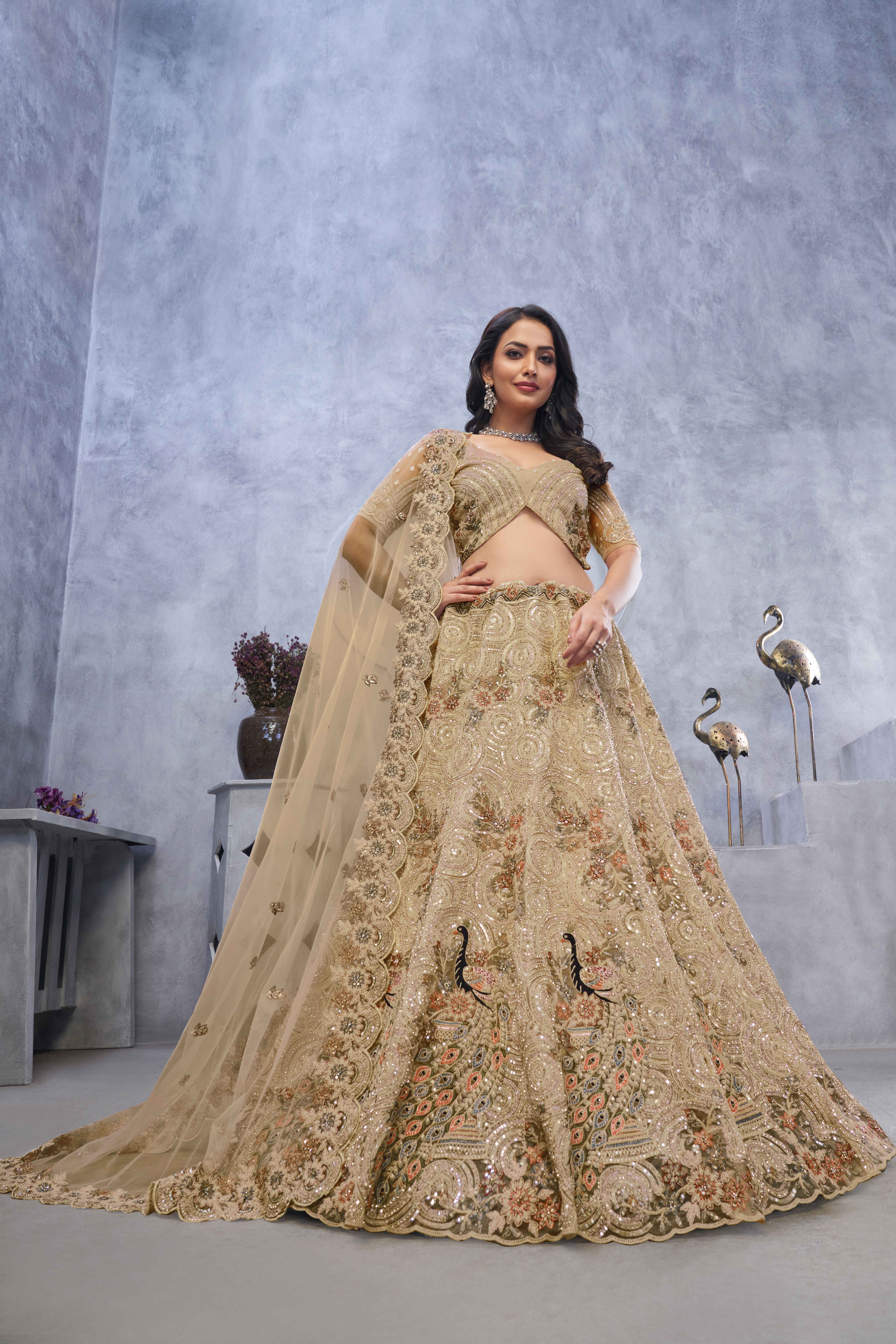Banarasi Silk Dupatta Soft Net Regalia Regal Zari Work Gazal Lehenga