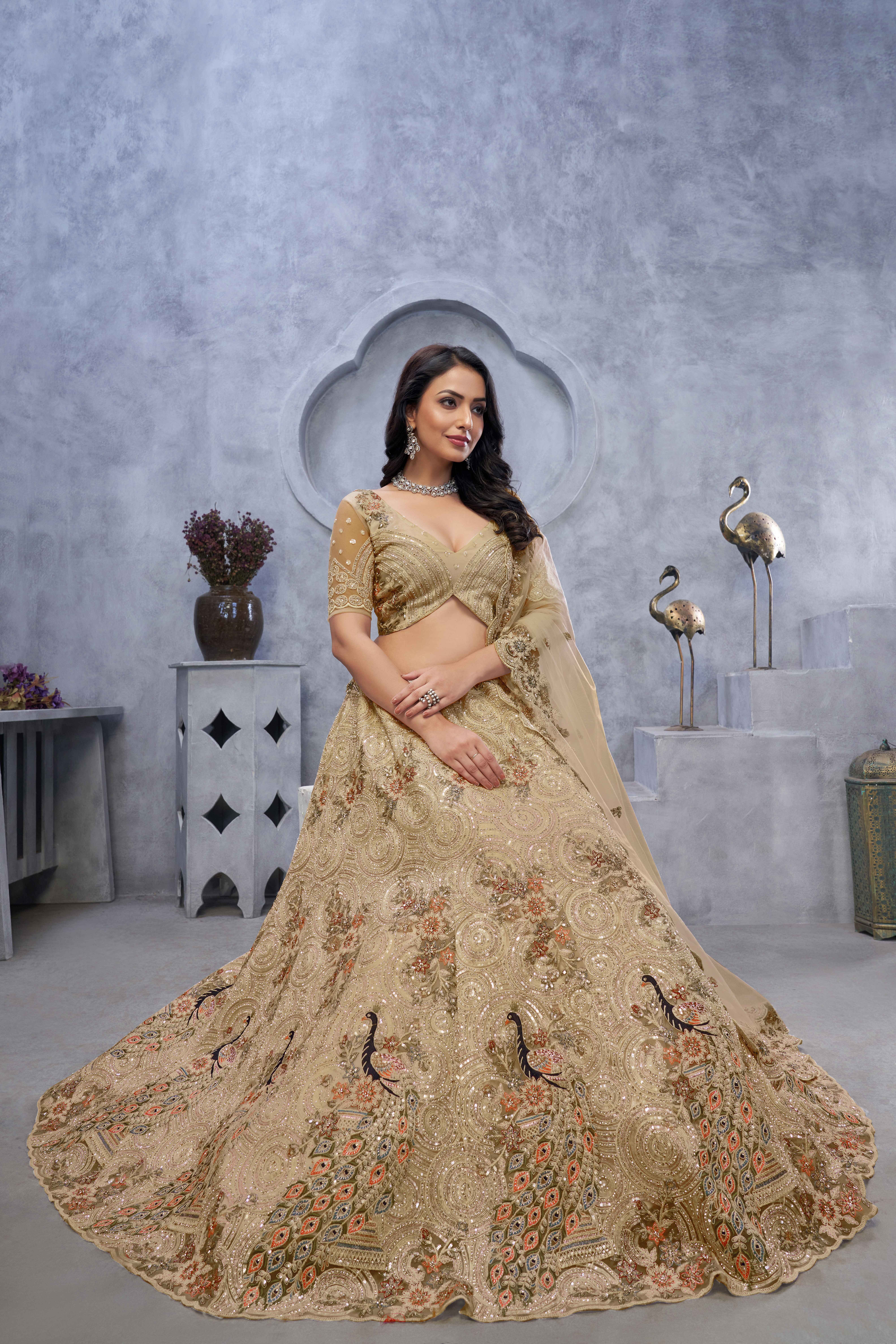 Banarasi Silk Dupatta Soft Net Regalia Regal Zari Work Gazal Lehenga