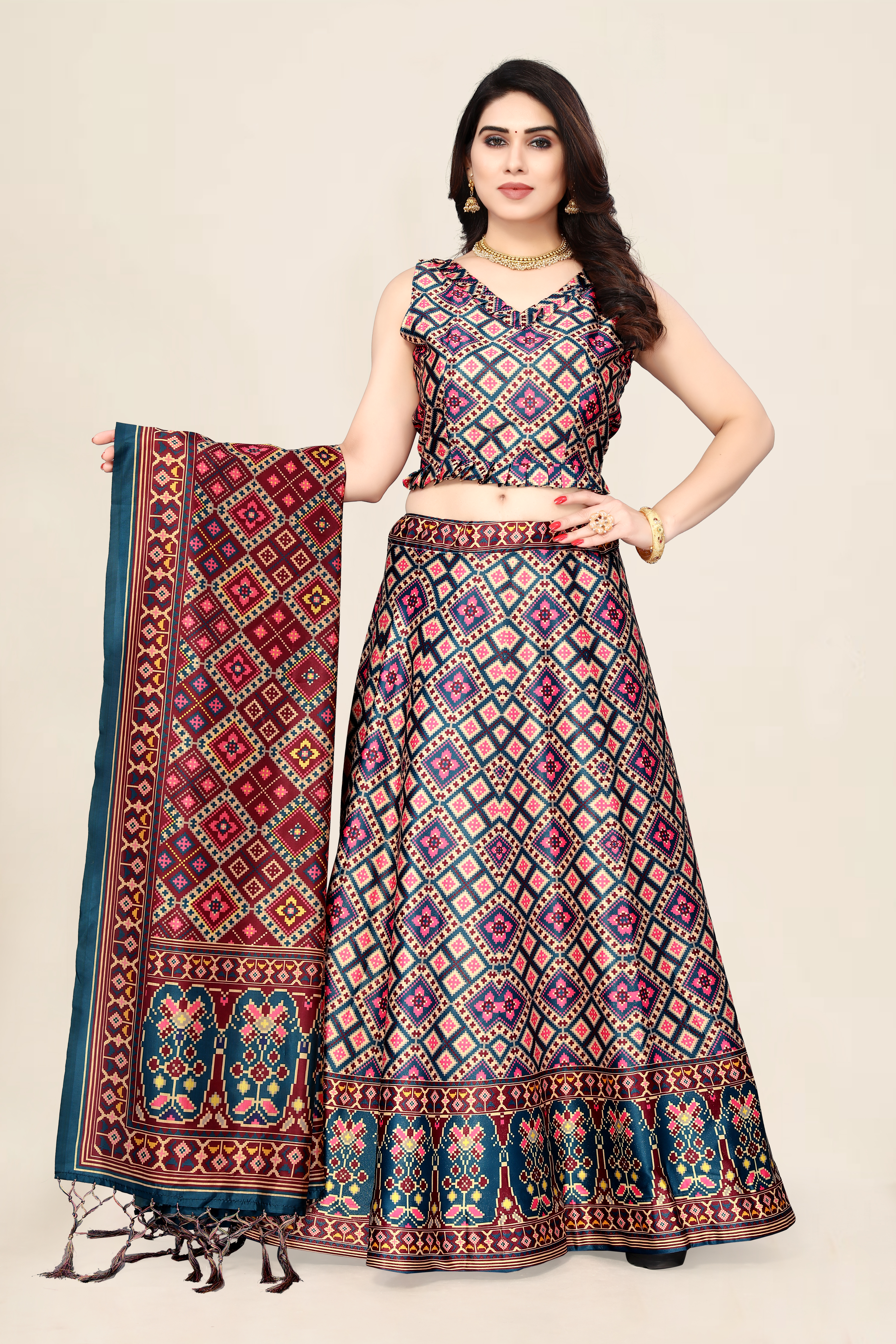 Rang Rasiya Pattern Designer Satin Silk Blend Green Lehenga