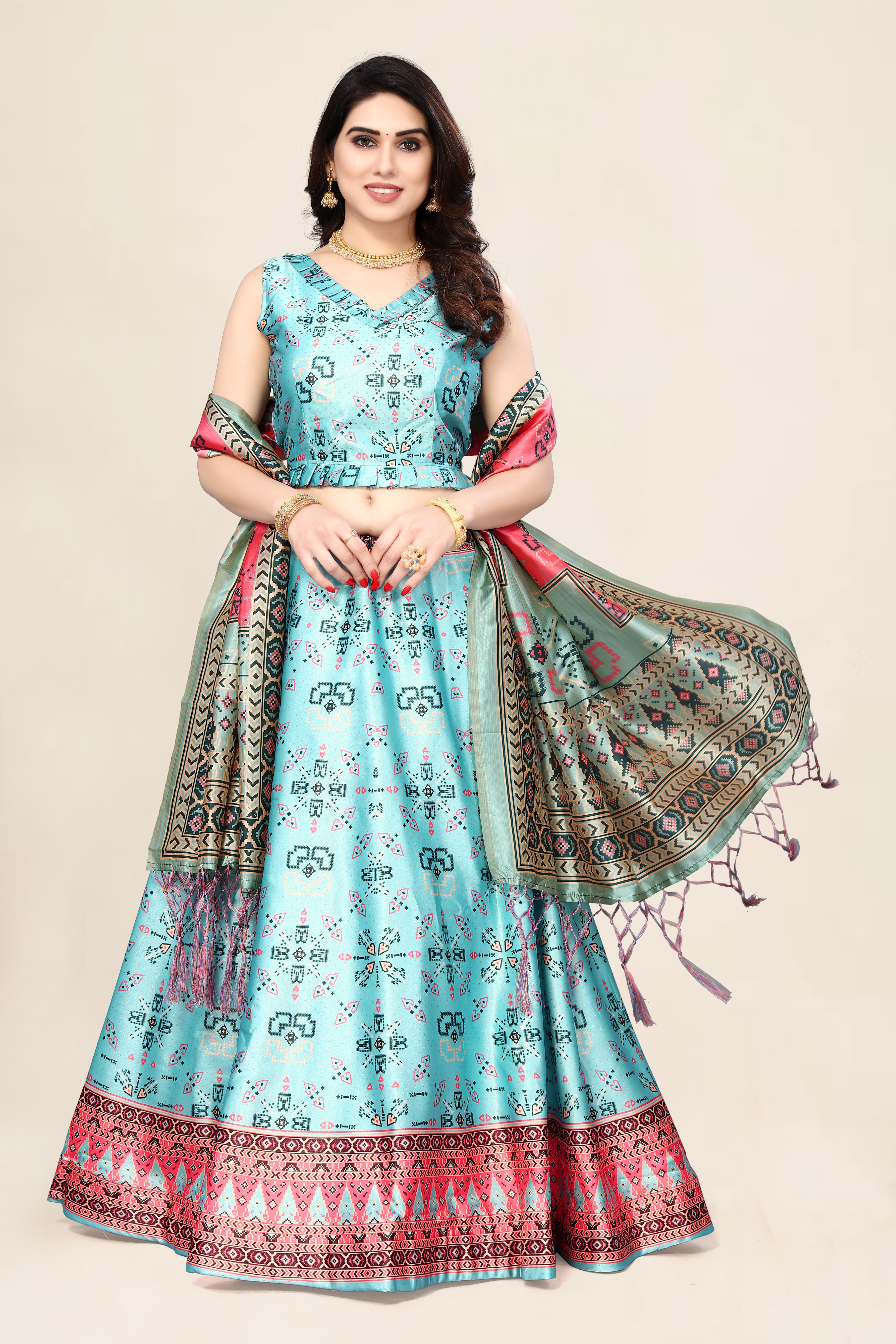 Rang Rasiya Pattern Designer Satin Silk Blend Green Lehenga