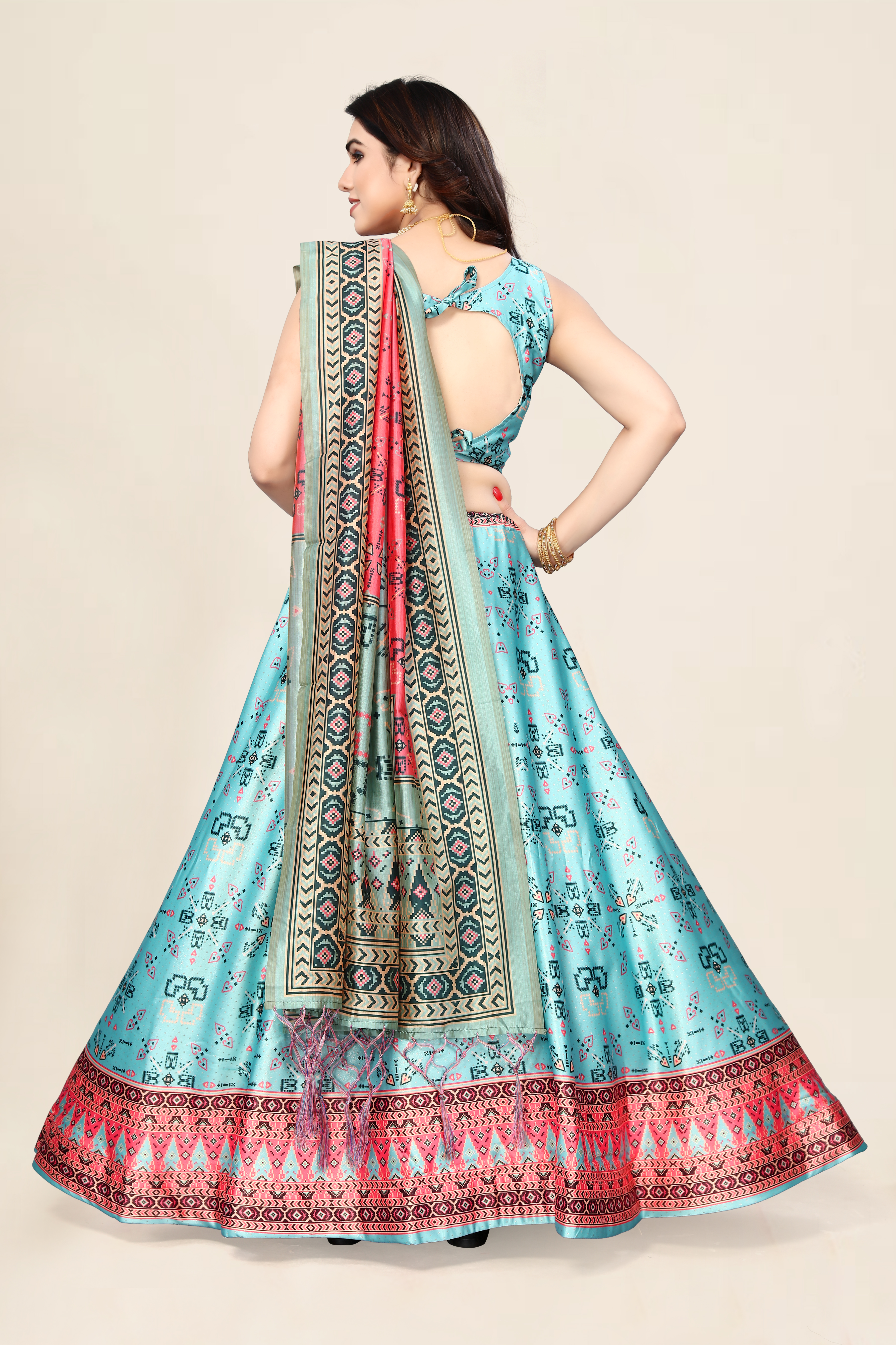 Rang Rasiya Pattern Designer Satin Silk Blend Green Lehenga