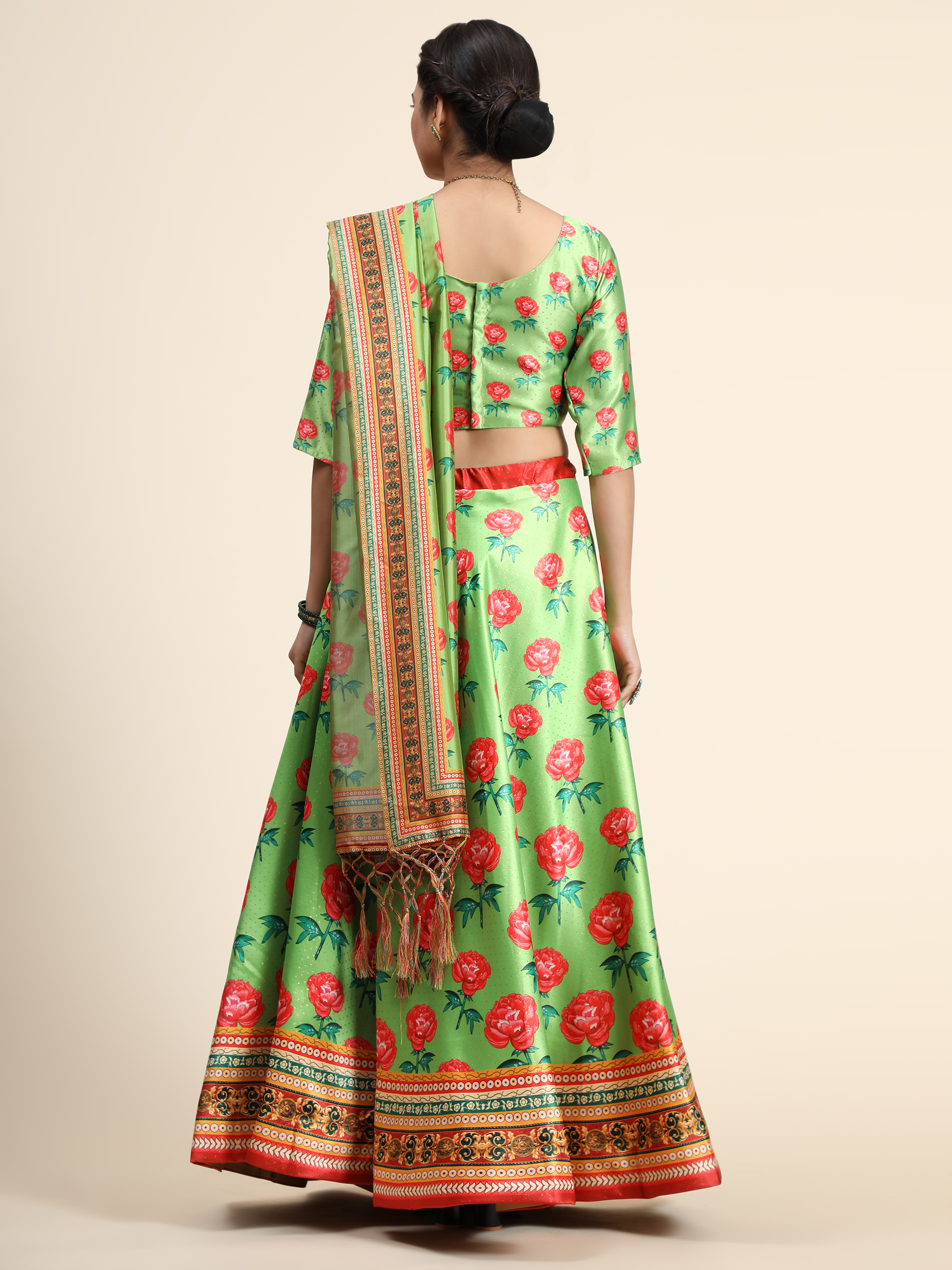 Rang Rasiya Pattern Designer Satin Silk Blend Green Lehenga