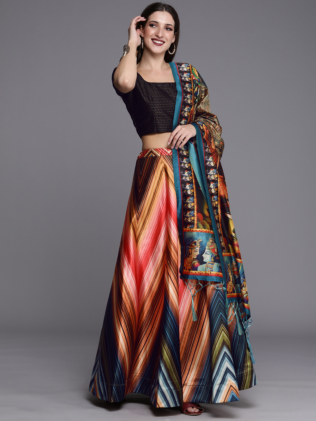 Rang Rasiya Pattern Designer Satin Silk Blend Green Lehenga