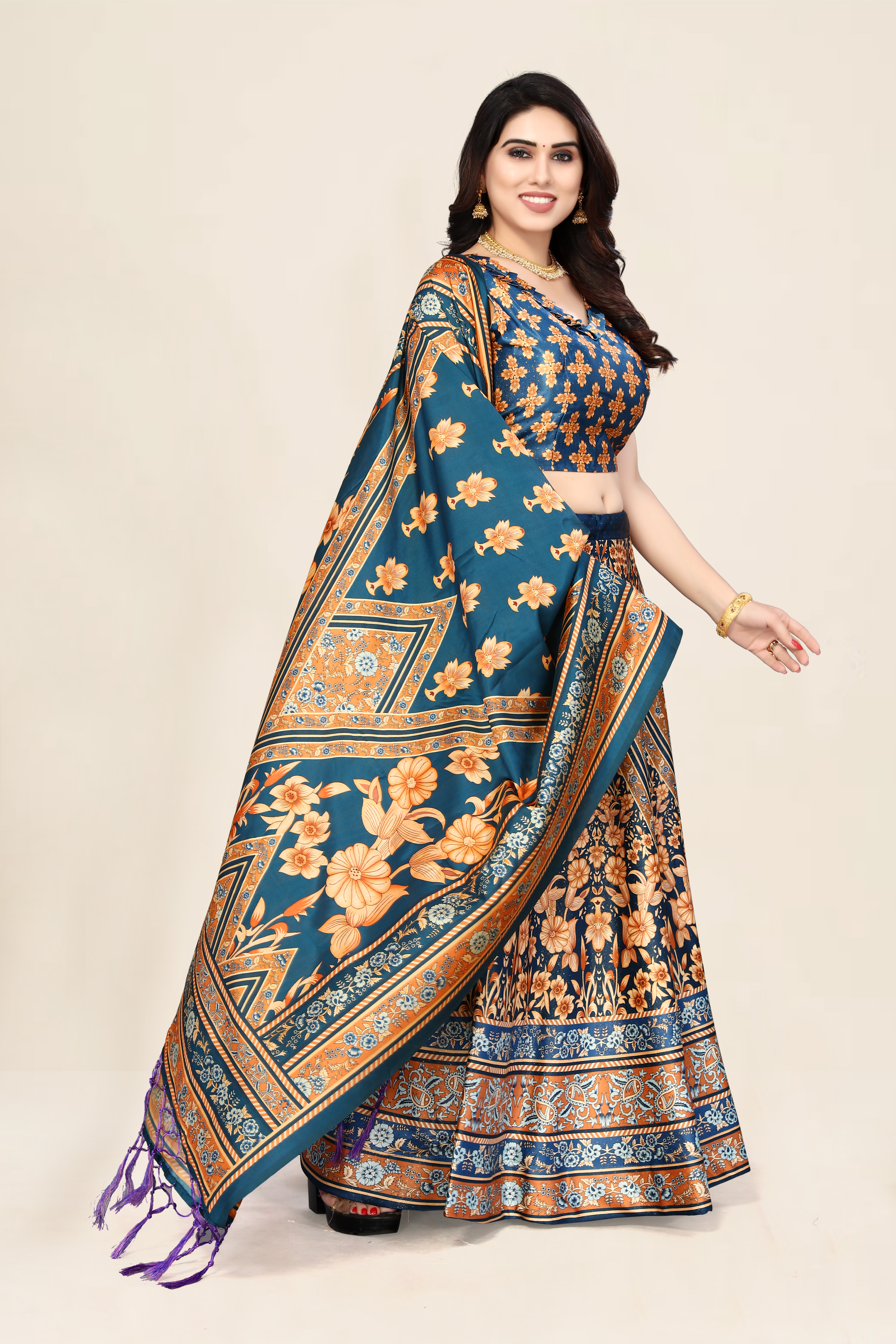 Rang Rasiya Pattern Designer Satin Silk Blend Green Lehenga