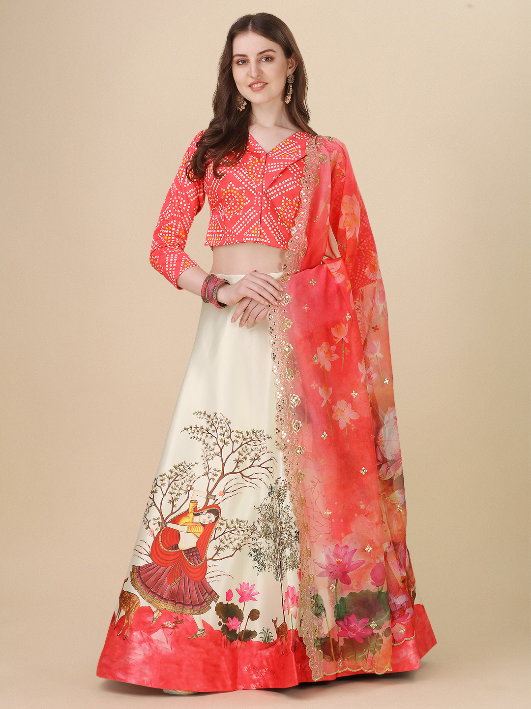 Rang Rasiya Pattern Designer Satin Silk Blend Red Lehenga