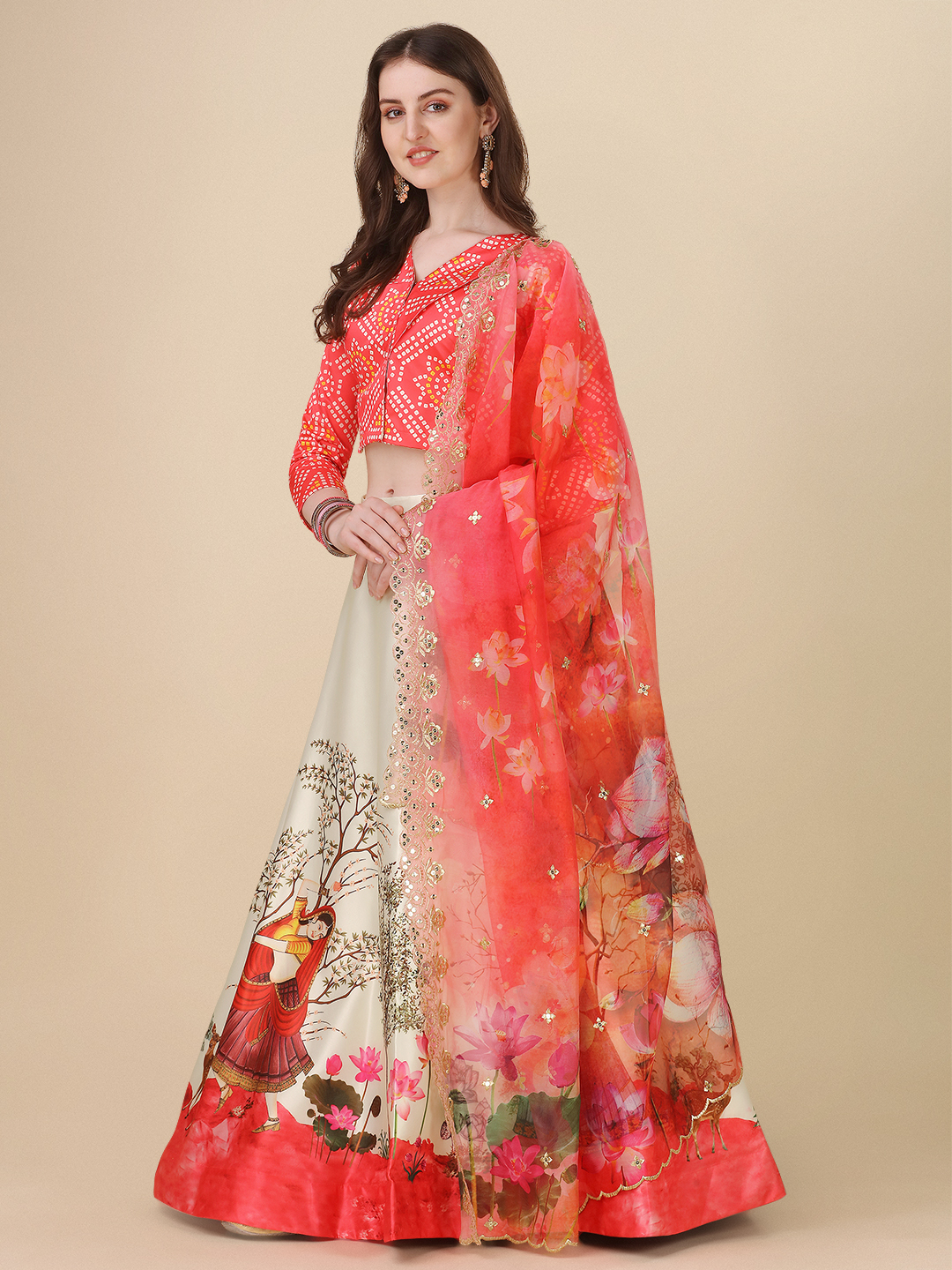 Rang Rasiya Pattern Designer Satin Silk Blend Red Lehenga