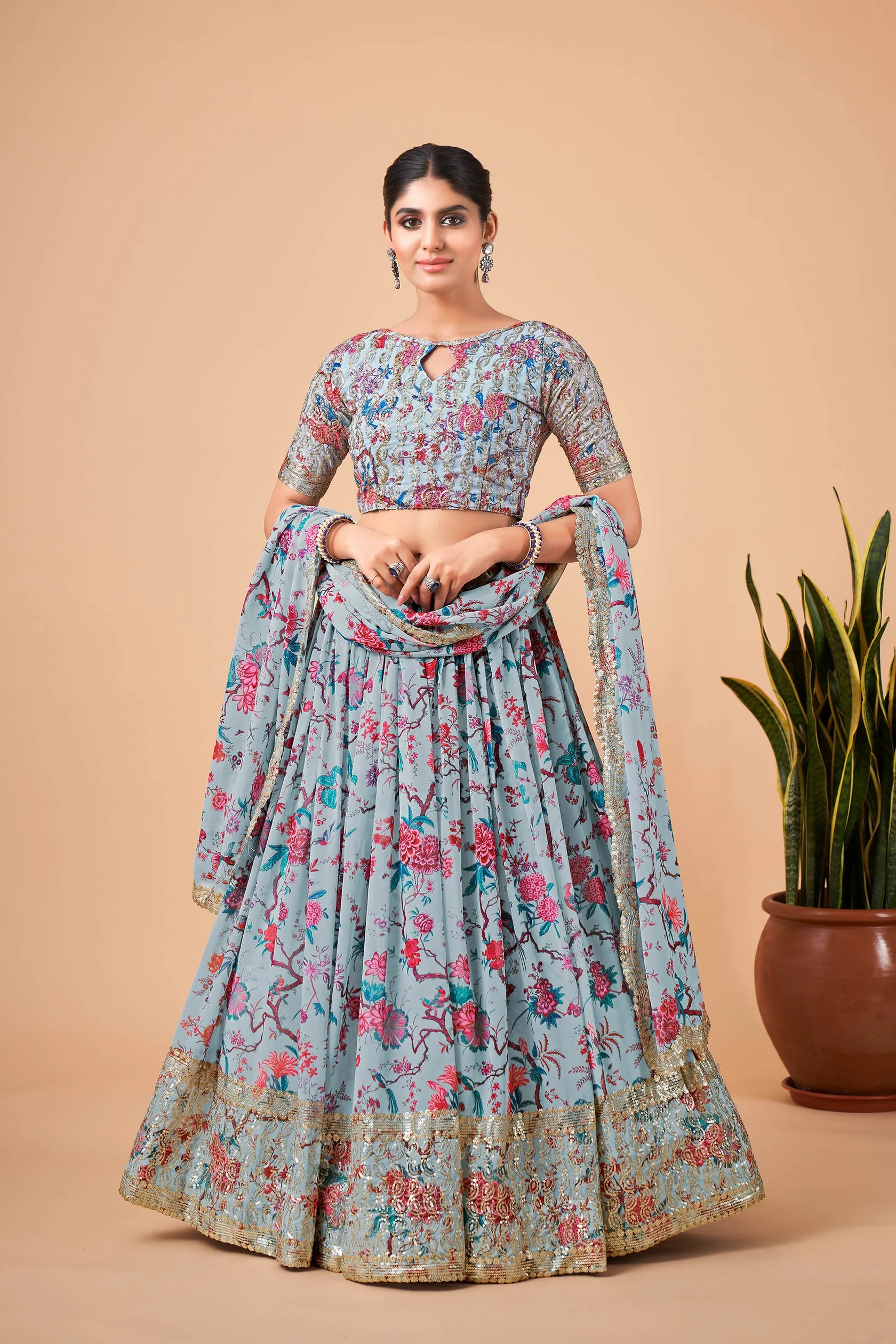 Romantic Hues Sky Color Lehenga
