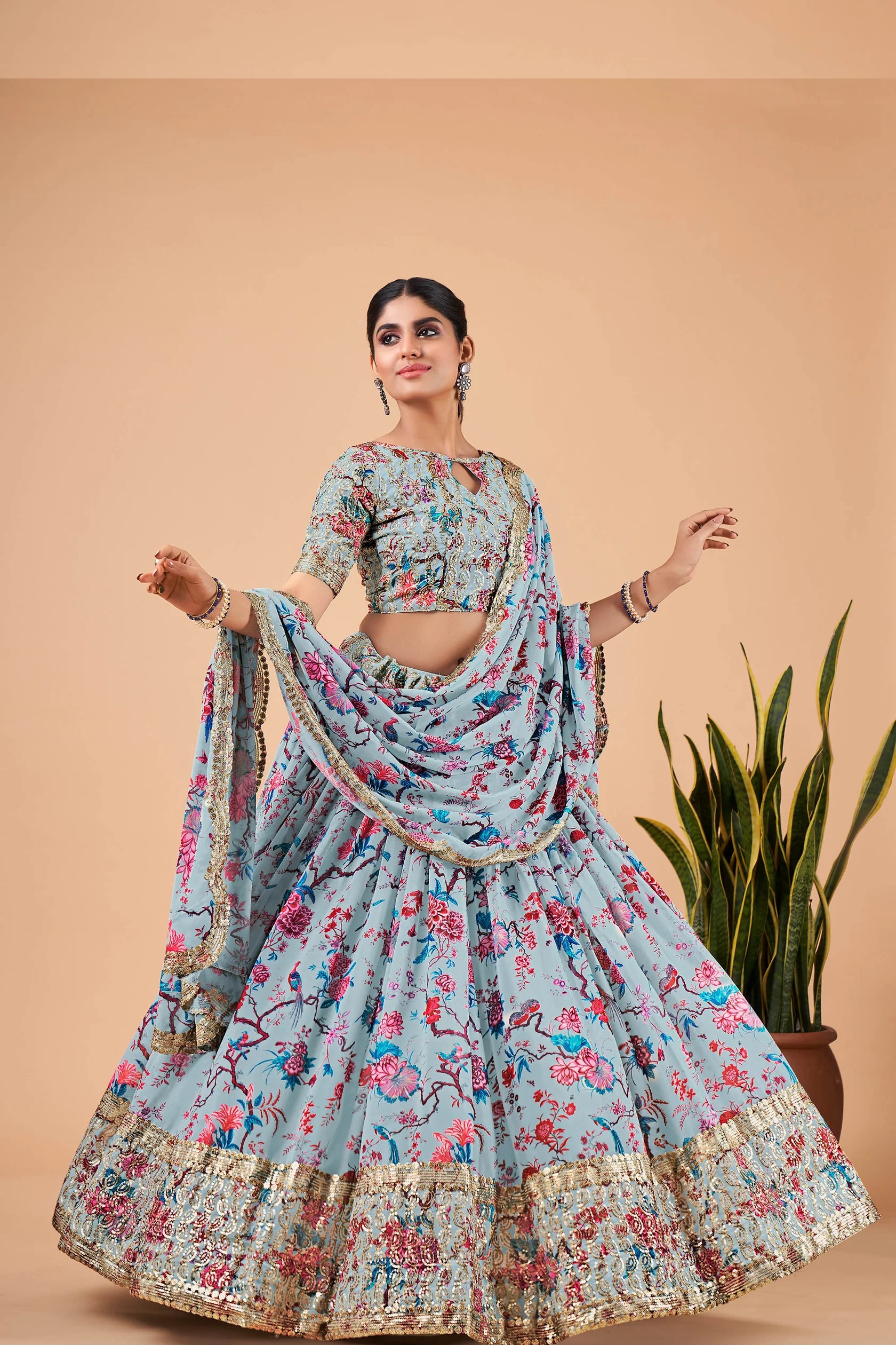 Romantic Hues Sky Color Lehenga