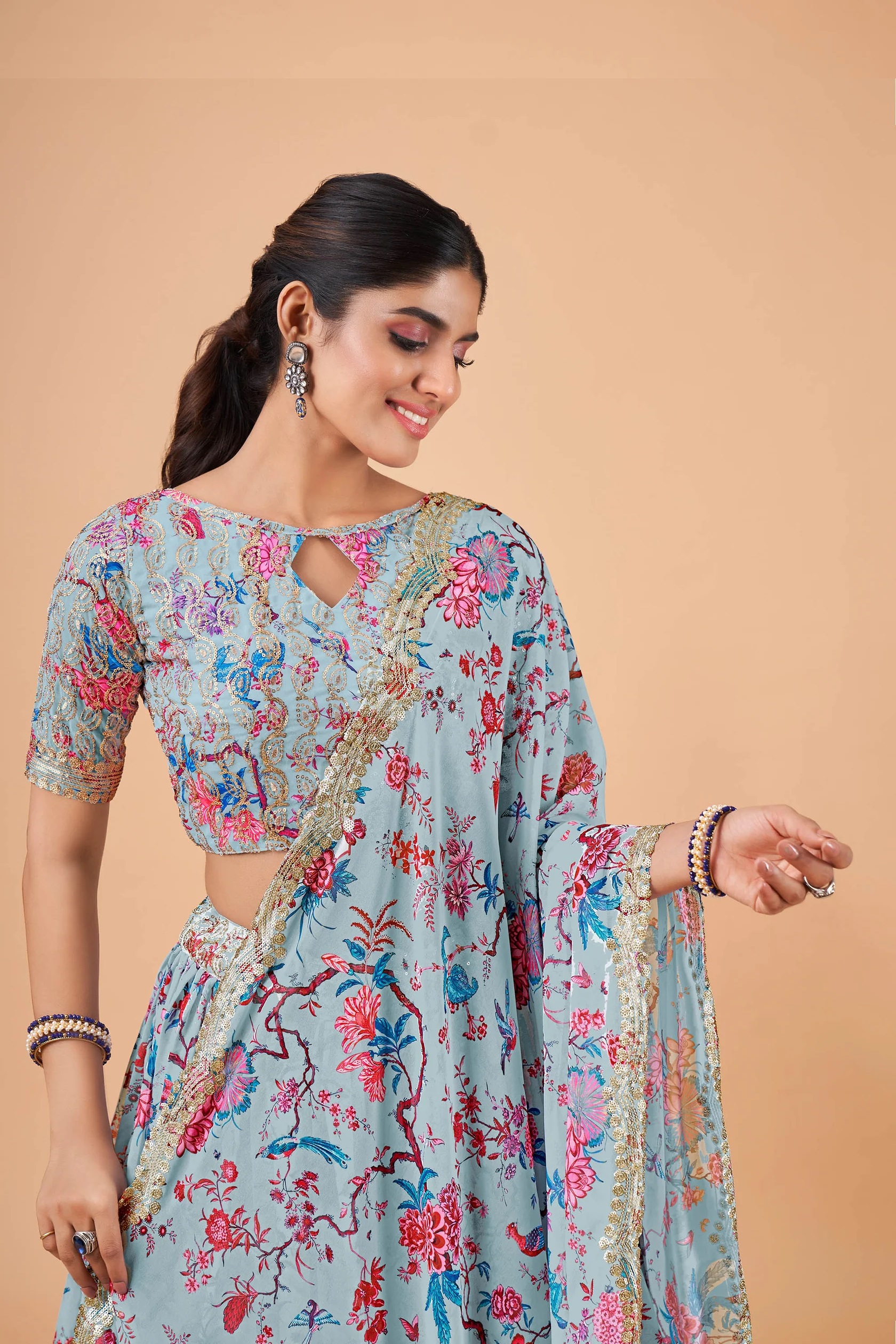 Romantic Hues Sky Color Lehenga